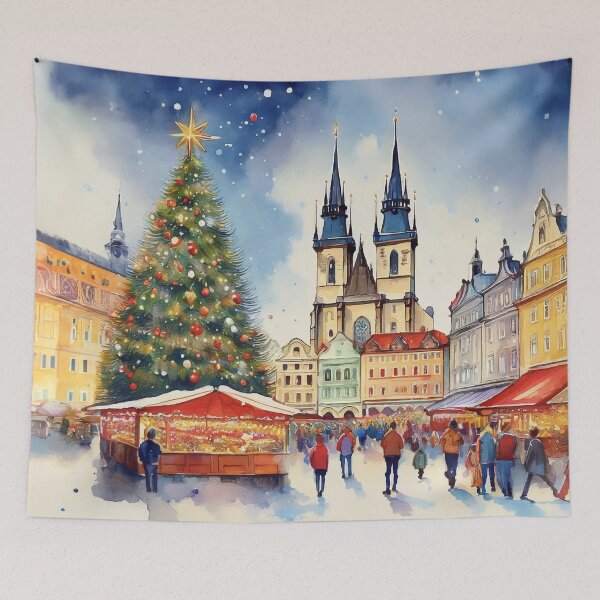 Item preview, Christmas in Prauge Czech Republic Watercolor designed and sold by Magnolia Valley Art.