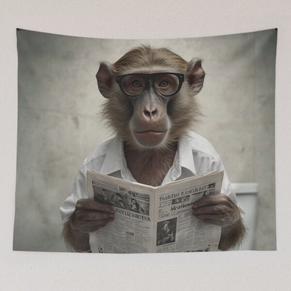 Item preview, Intellectual Baboon Reading Newspaper on Toilet designed and sold by vk09.