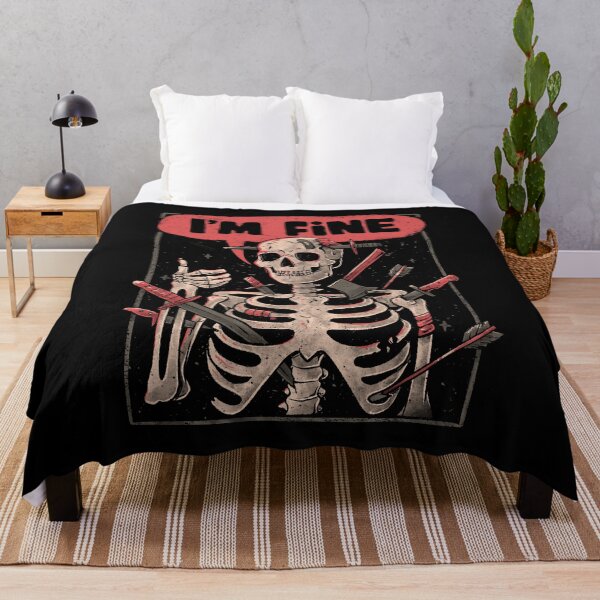 Item preview, I'm Fine Skeleton - Funny Sarcasm Dark Humor Skull Gift designed and sold by EduEly.