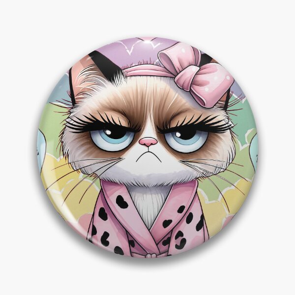 Item preview, Unkind grumpy cat girl on colorful clouds designed and sold by EmeraldeaDesign.