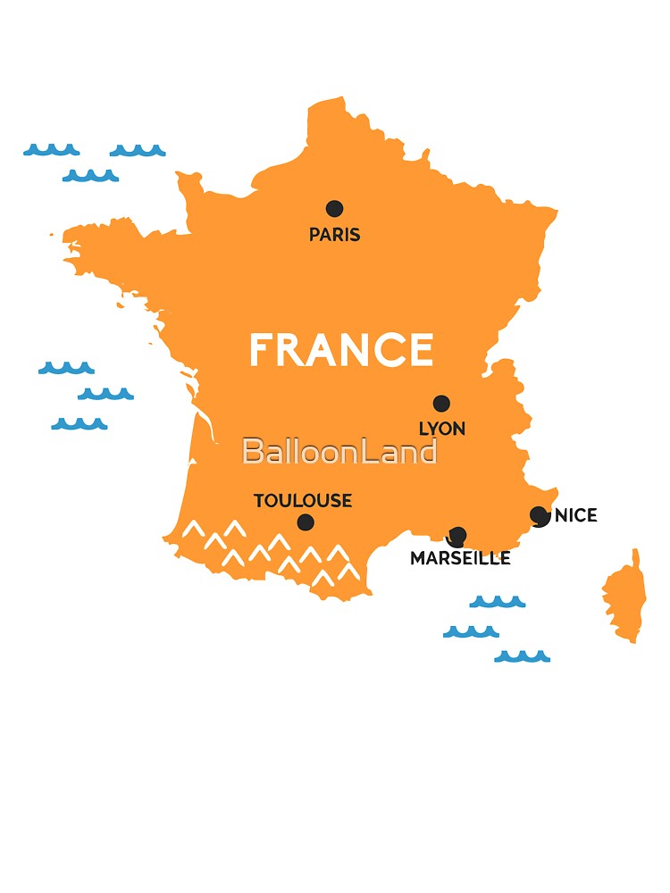 Map Of France Showing Lyon France Map,Lyon,Nice,Marseille,Paris,Toulouse" Baby One-Piece By  Balloonland | Redbubble