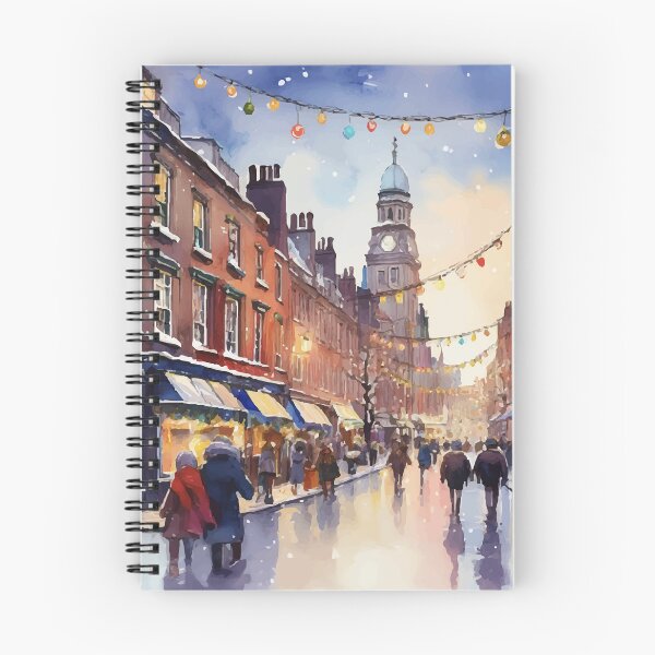 Aperçu de l'œuvre Noël à Dublin en Irlande Aquarelle créée et vendue par Magnolia Valley Art.