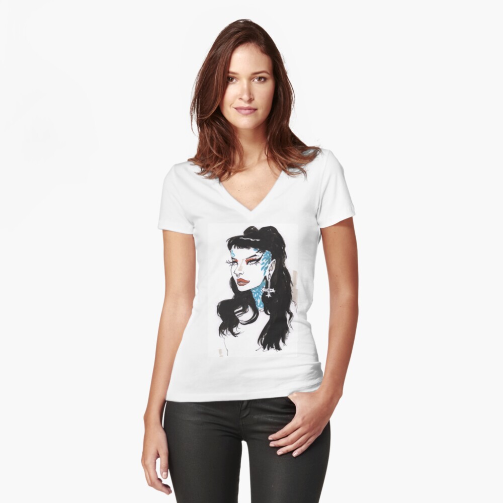 Item preview, Fitted V-Neck T-Shirt designed and sold by MrChuckles.