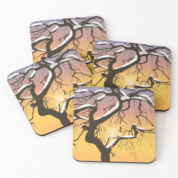 Item preview, Winter Tree Silhouette at Sunset with Snow Highlights designed and sold by Artistic  Touch.