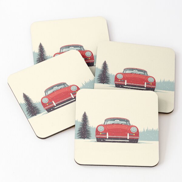 Item preview, Vintage Porsche 356 Christmas Winter Snow illustration designed and sold by blackdogshop.