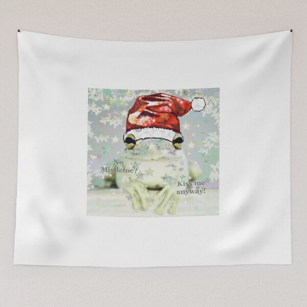 Item preview, Kiss Me Anyway Holiday Green Frog Art designed and sold by Sharon Cummings Art.