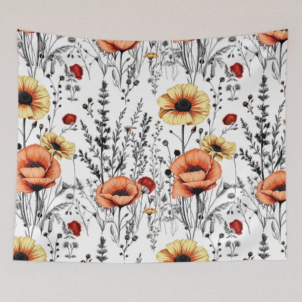 Item preview, "Botanical Bliss: Hand-Drawn Wild Plant & Flower Seamless Pattern" designed and sold by hjian8219.