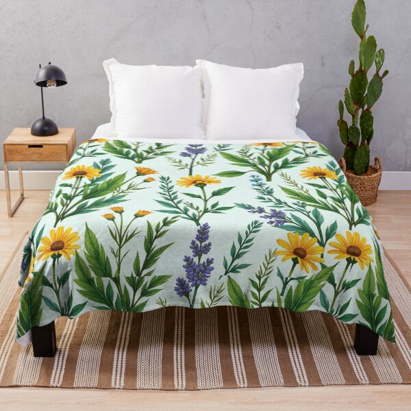 Item preview, "Botanical Bliss: Hand-Drawn Wild Plant & Flower Seamless Pattern" designed and sold by hjian8219.