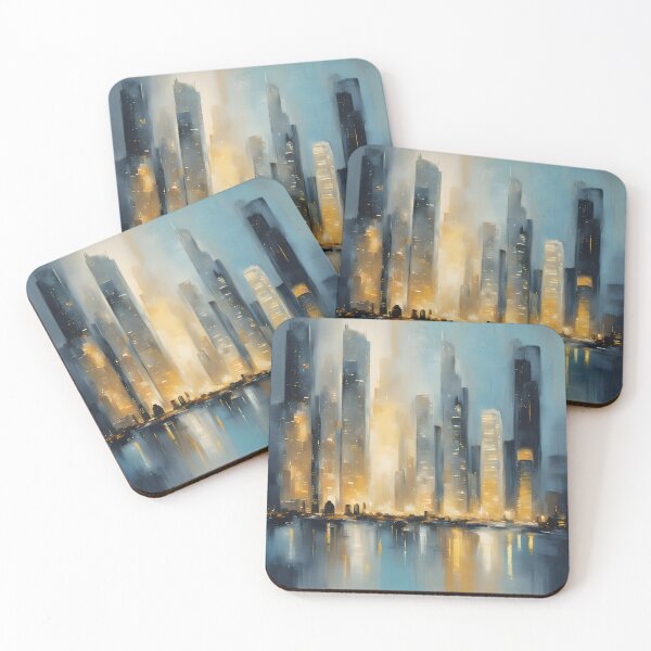 Item preview, Abstract City Glowing At Night designed and sold by Glimmersmith.
