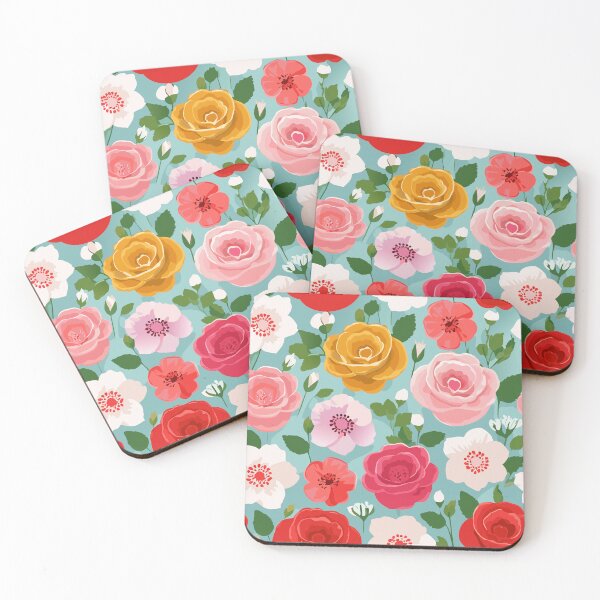 Item preview, Red and White Roses and Poppies Colorful Summer Background  designed and sold by colorleafz.