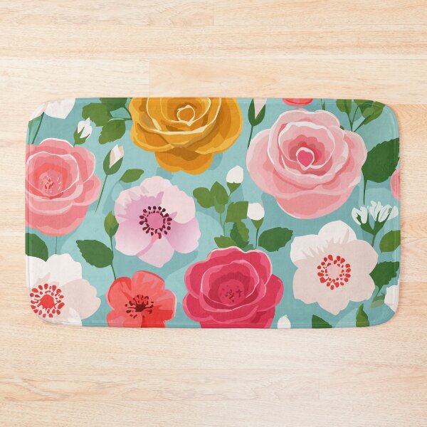 Item preview, Red and White Roses and Poppies Colorful Summer Background  designed and sold by colorleafz.
