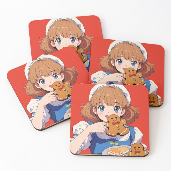 Item preview, ANIME GIRL BAKING AND ENJOYING GINGERBREAD COOKIES HOLIDAY BAKING designed and sold by Arts4U.