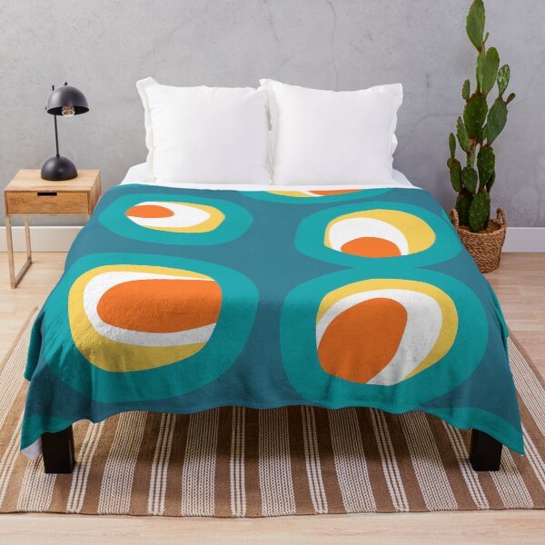 Item preview, Mid-Century Modern Geometric Pattern in Teal Blue, Orange and Yellow designed and sold by Deutschic.