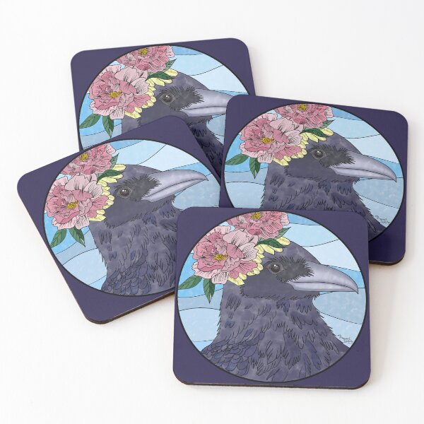 Item preview, Raven with Peonies & Topaz (November) designed and sold by Marguerite Artistry.