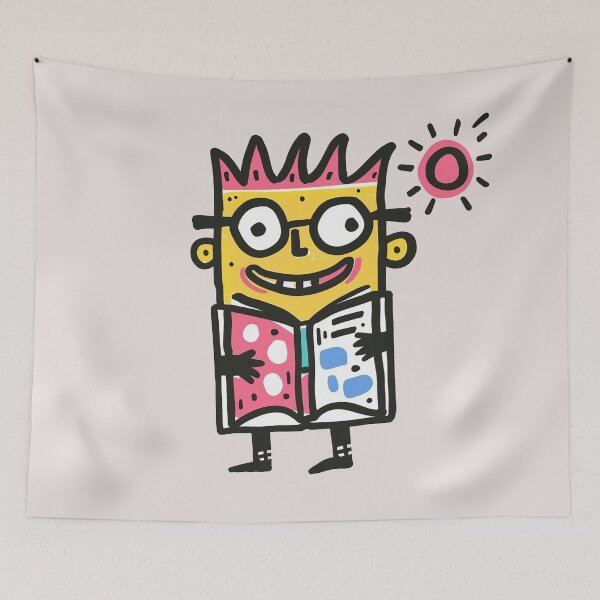 Item preview, Bookworm 80s Cartoon Character Bold Lines Vibrant Illustration designed and sold by Sturdust.