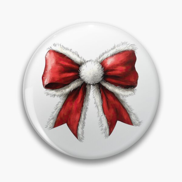 Item preview, Elegant Red Christmas Bow with White Fur Trim – Festive Holiday Ornament Decoration designed and sold by BabydellArt.