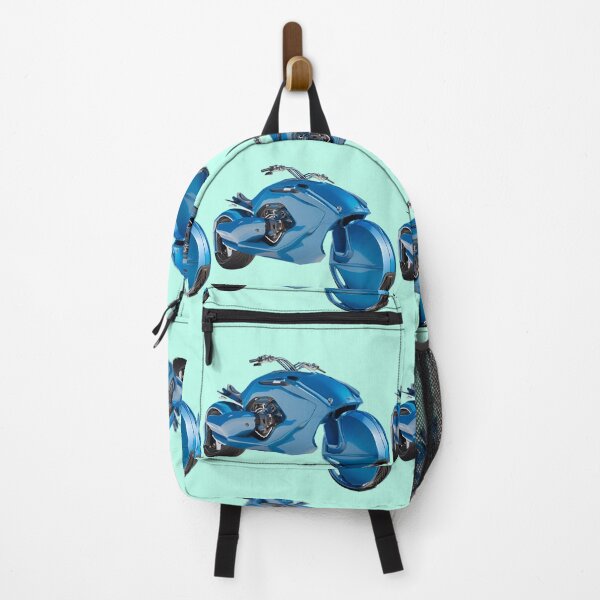 Item preview, A blue motorcycle with a silver frame and a silver wheel designed and sold by PWDigitalArt.