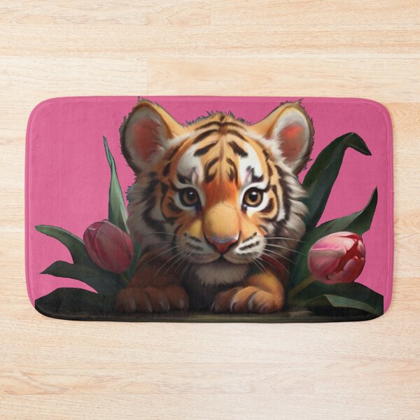 Item preview, Tiger Cub with Pink Tulips designed and sold by GWEverything.
