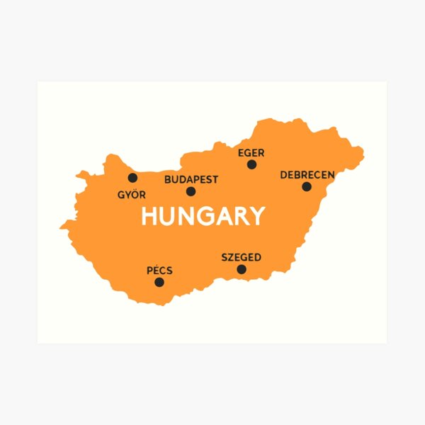 hungary map Art Print