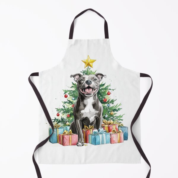 Item preview, Pitbull - black - Christmas Tree Watercolor designed and sold by wotsthis.