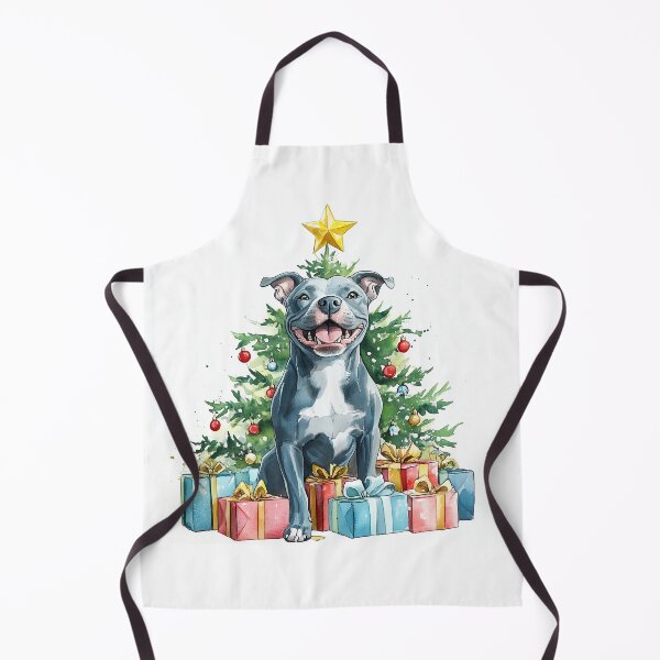 Item preview, Pitbull - blue - Christmas Tree Watercolor designed and sold by wotsthis.