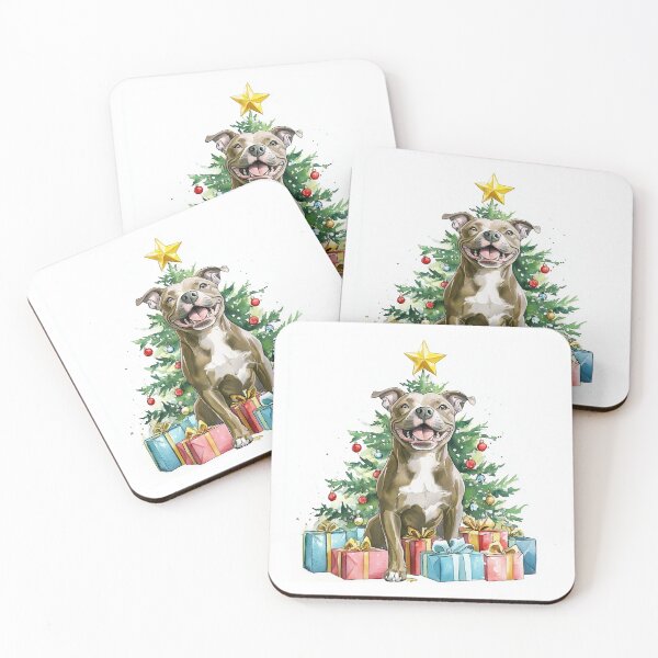 Item preview, Pitbull - cervatillo - Acuarela de árbol de Navidad designed and sold by wotsthis.