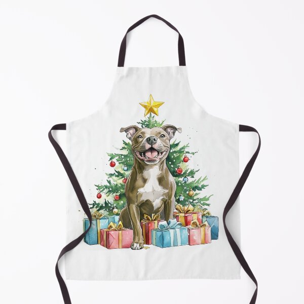 Item preview, Pitbull - fawn - Christmas Tree Watercolor designed and sold by wotsthis.