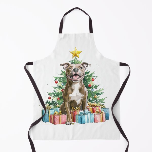 Item preview, Pitbull - red - Christmas Tree Watercolor designed and sold by wotsthis.