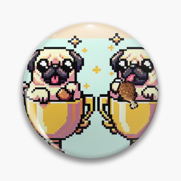 Item preview, Pugs in Trophy Eating Chick - Retro Pixel Art designed and sold by Venta Mix  JellycientArt.