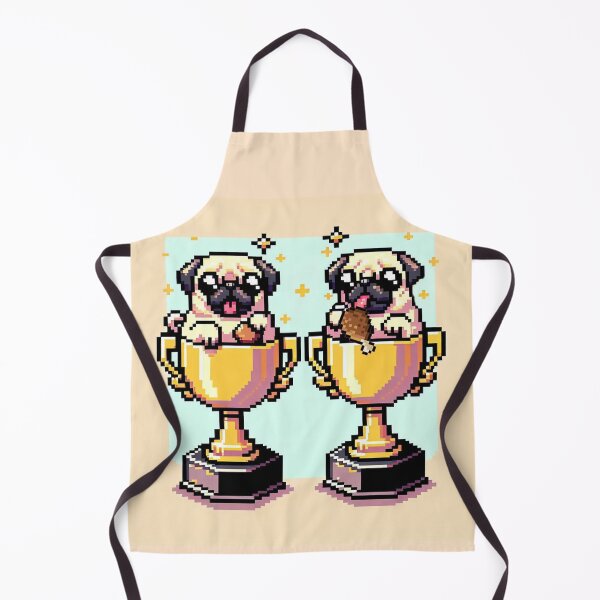 Item preview, Pugs in Trophy Eating Chick - Retro Pixel Art designed and sold by Venta Mix  JellycientArt.