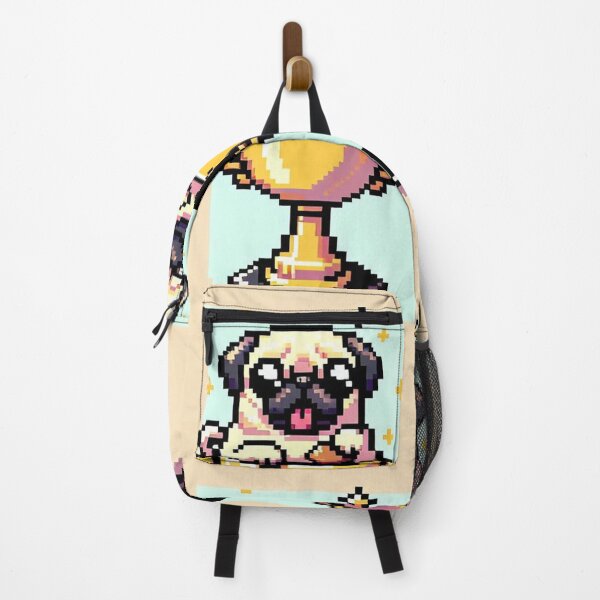 Item preview, Pugs in Trophy Eating Chick - Retro Pixel Art designed and sold by Venta Mix  JellycientArt.