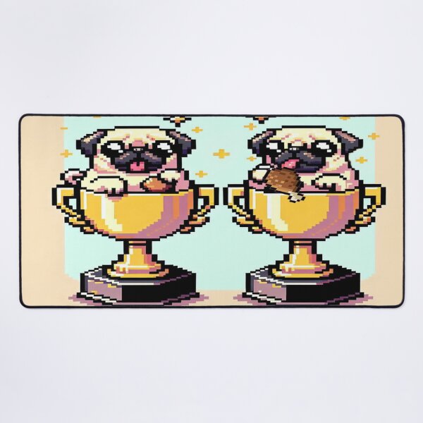 Item preview, Pugs in Trophy Eating Chick - Retro Pixel Art designed and sold by Venta Mix  JellycientArt.
