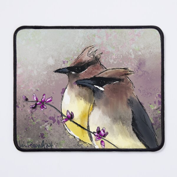 Item preview, Cedar Waxwings with Red Buds designed and sold by Kim Rausch.