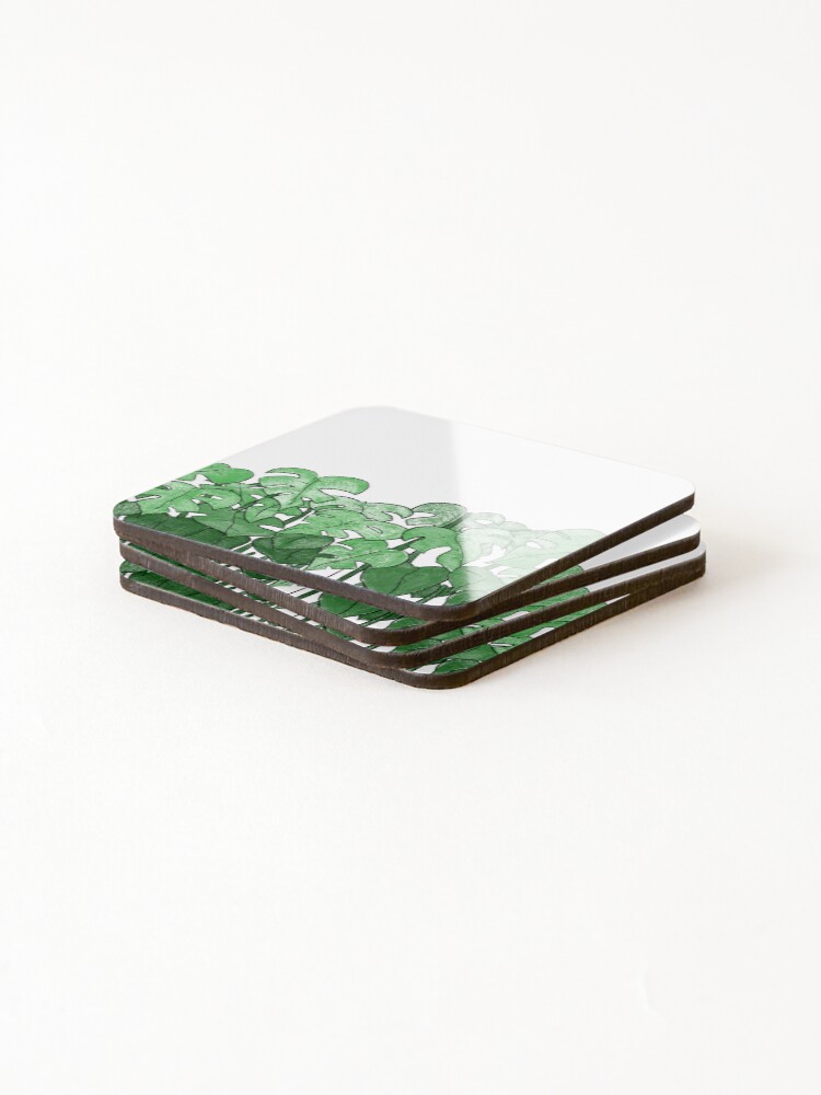 Thumbnail 4 of 5, Coasters (Set of 4), Monstera, Roughly Colored designed and sold by FlippyDraws.