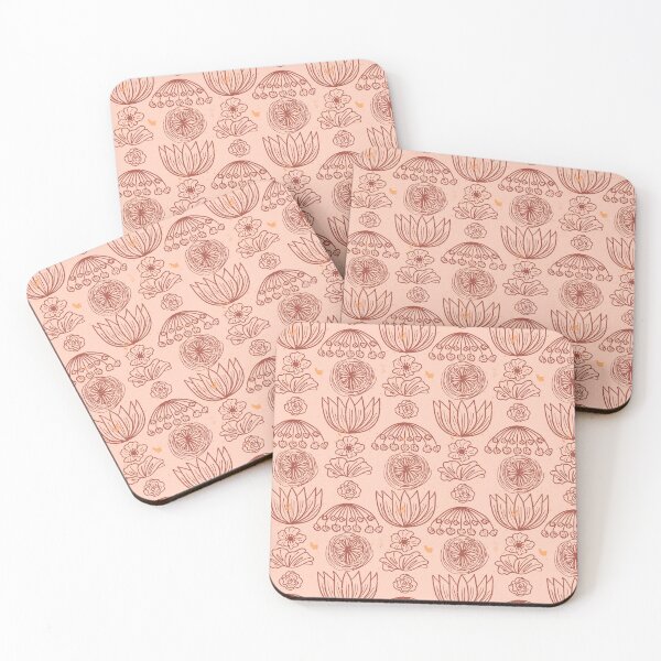 Item preview, Scandinavian Hand Drawn Boho Floral Pattern - Blush Pink and Terracotta designed and sold by Valerie Englehart.