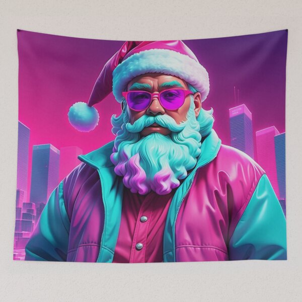 Item preview, Neon Retro Santa Claus designed and sold by WILD-WILD-CAT.