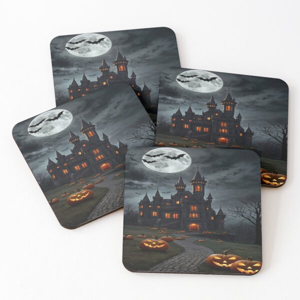Item preview, Halloween Dark castle at night with full moon ,Halloween castle,Halloween Season, halloween pumpkin designed and sold by Expressions-Sel.