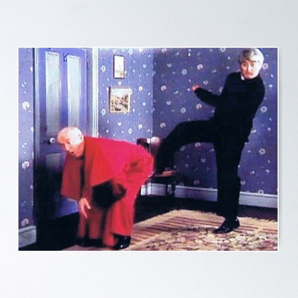 Item preview, Father Ted - Framed Picture of Bishop Brennan Being Kicked up the Arse designed and sold by margaretcarty.