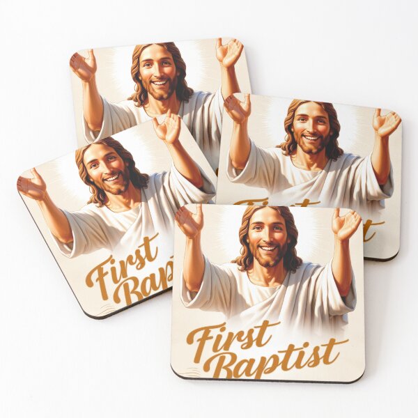 Item preview, First Baptist Jesus with Open Arms Inviting Smile for Church Team designed and sold by tshirtart2024.