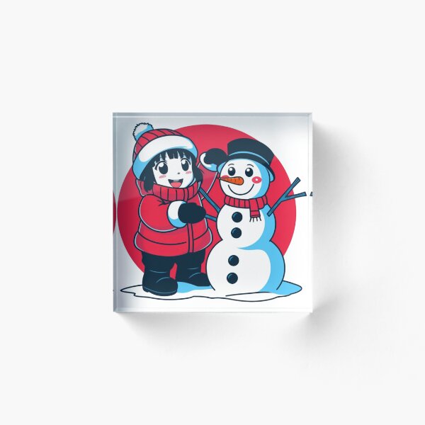 Item preview, Anime Girl with Happy Snowman designed and sold by Reymaa.