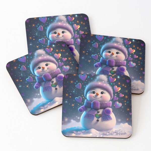 Item preview, Amethyst Purple-Scarfed Snow Sweetheart - snowman girl designed and sold by EmeraldeaDesign.
