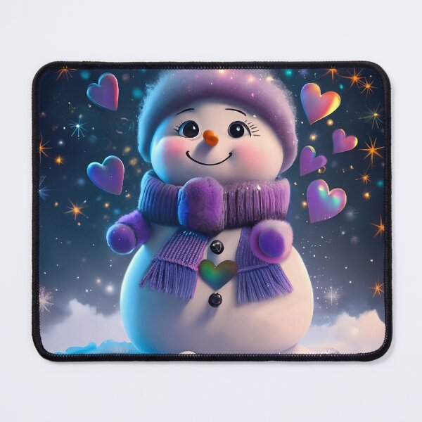 Item preview, Amethyst Purple-Scarfed Snow Sweetheart - snowman girl designed and sold by EmeraldeaDesign.