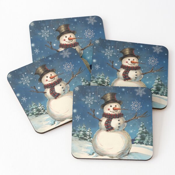 Item preview, Vintage Snowman among snowflakes designed and sold by EmeraldeaDesign.