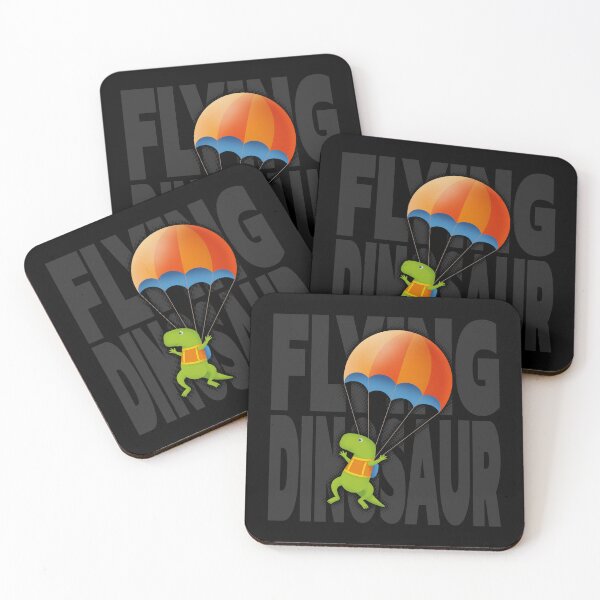 Item preview, Dinosaur flying with parachute designed and sold by KasTanDesign.