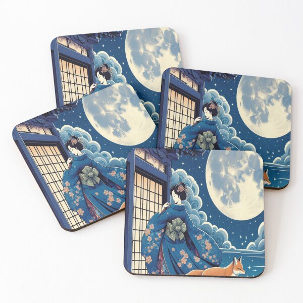 Item preview, UKYO E MOON RED NIGHT FOX designed and sold by pageart.