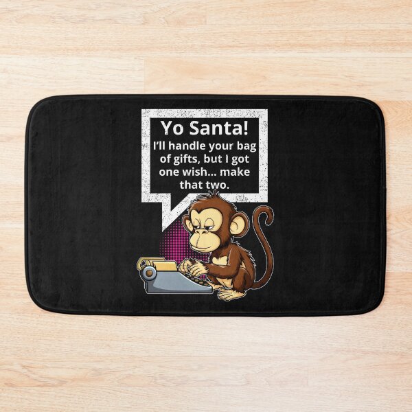 Item preview, Yo Santa! I'll handle your bag of gifts, but I got one wish... make that two. The Diligent Monkey's Christmas Plea designed and sold by SplashTastic.