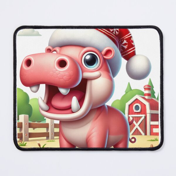 Item preview, Moo Deng Hippo Holiday Cheer - Cute Christmas Hippo in Santa Hat designed and sold by Pimfonult.