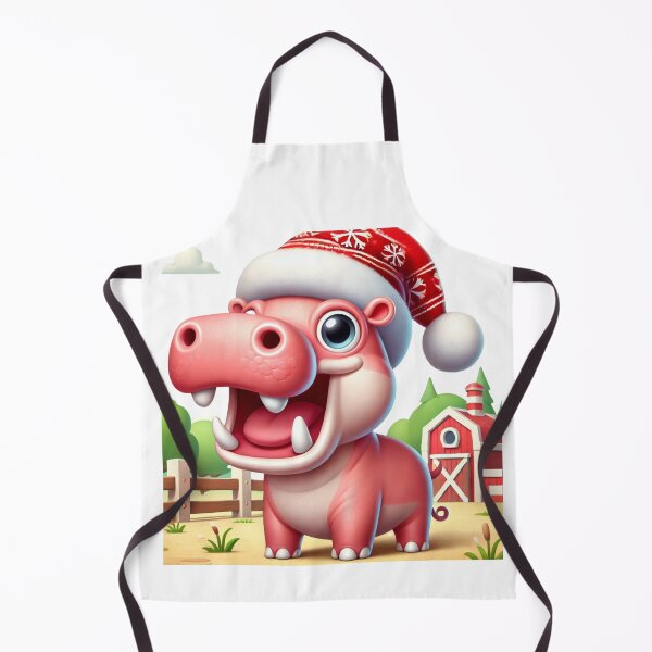 Item preview, Moo Deng Hippo Holiday Cheer - Cute Christmas Hippo in Santa Hat designed and sold by Pimfonult.