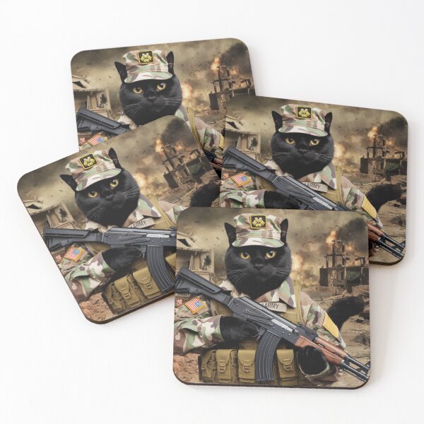 Item preview, "AMERICAN SOLDIER CAT". BLACK CAT WITH AK 47  designed and sold by Obinne.