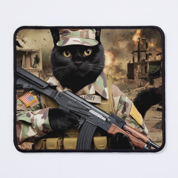Item preview, "AMERICAN SOLDIER CAT". BLACK CAT WITH AK 47 designed and sold by Obinne.